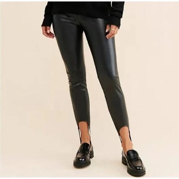 NWT Weworewhat Buttery Faux Leather High Waisted Ankle Stirrup Leggings S Black - Picture 9 of 16